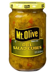 Mount Olive Dill Salad Cubes. Bursting with flavor and crunch, the perfect ingredient for superior potato salads or deviled eggs