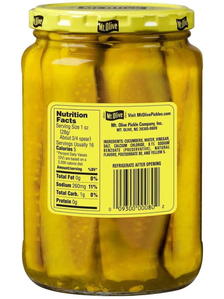 Kosher Dill Spears Ingredients & Nutrition
