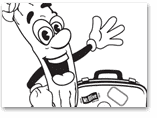 Ollie Waving With Suitcase