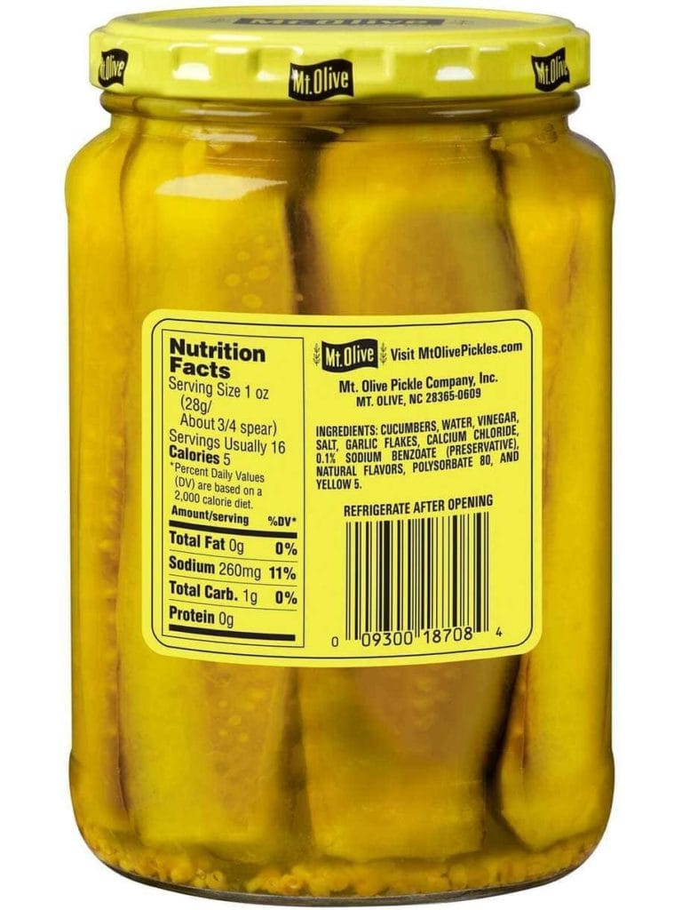 Zesty Garlic Kosher Dill Spears Ingredients & Nutrition