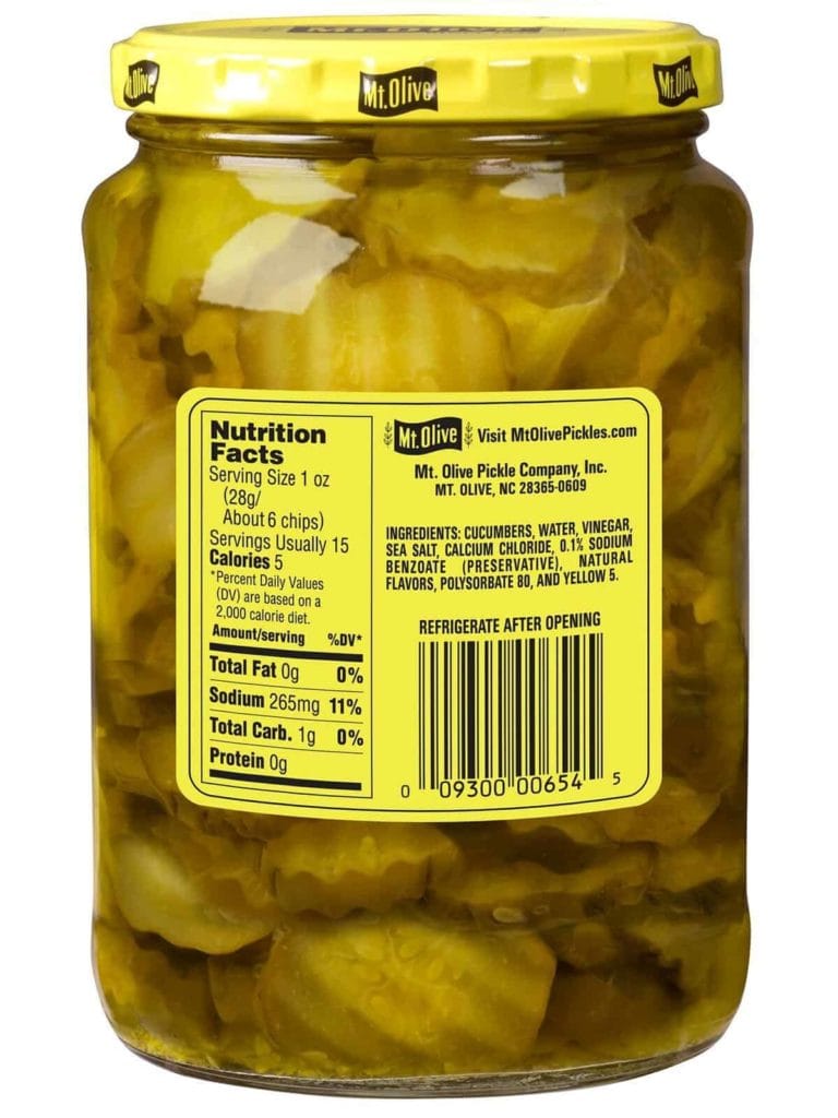 Mt. Olive Hamburger Dill Chips Mini Stuffers Nutrition & Ingredients