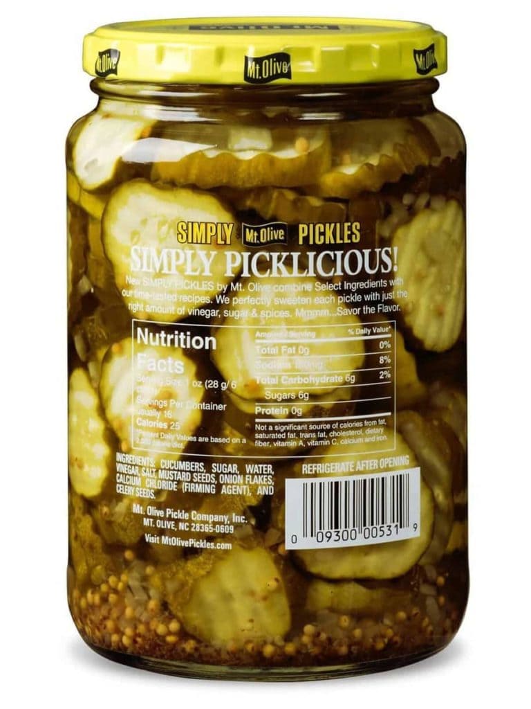 Simply Pickles Bread & Butter Chips Ingredients & Nutrition