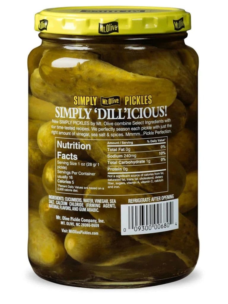 Simply Pickles Kosher Baby Dill Ingredients & Nutrition