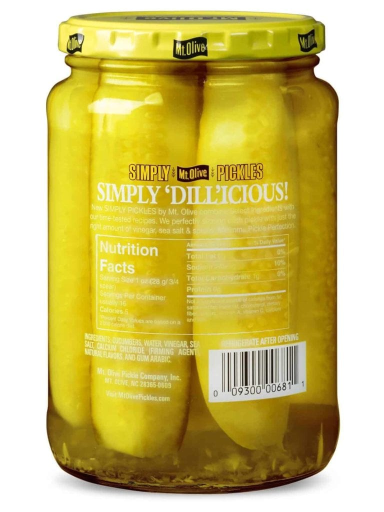 Simply Pickles Kosher Dill Spears Ingredients & Nutrition