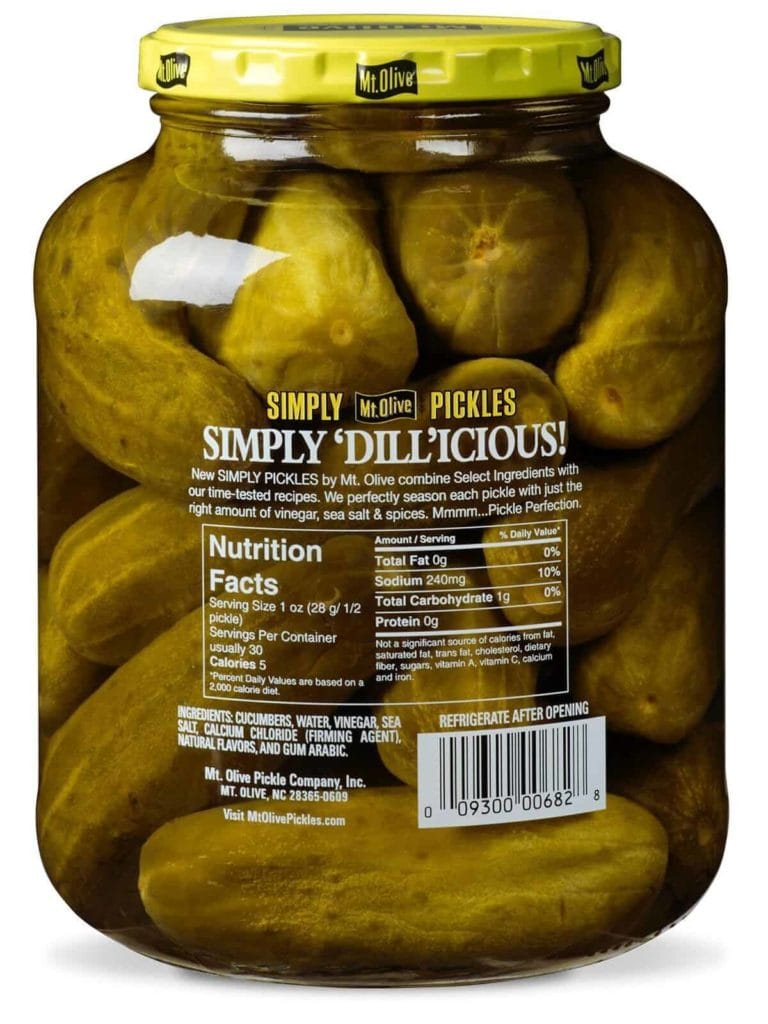 Simply Pickles Kosher Dills Ingredients & Nutrition