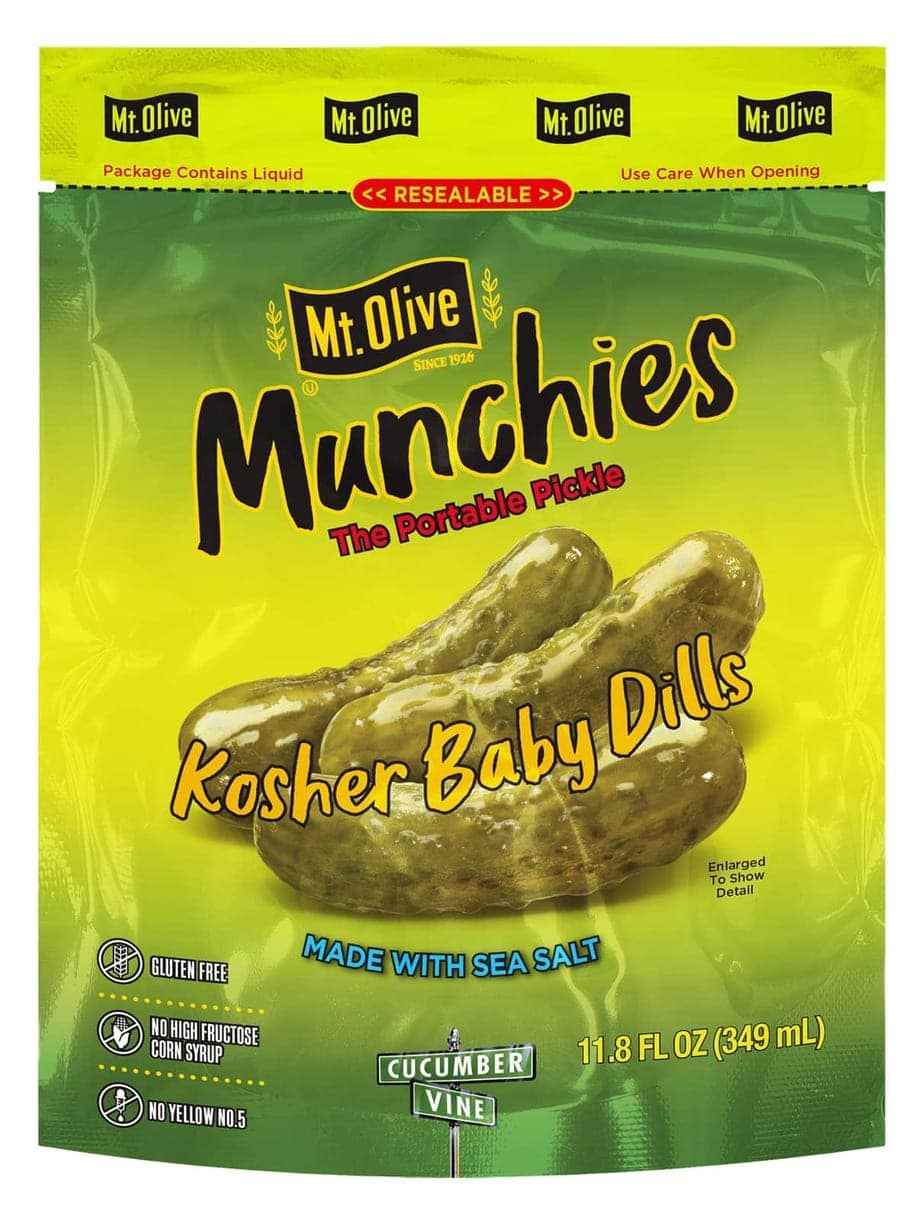 Resealable Pickle Pouch Munchies Kosher Baby Dills Mt Olive Pickles