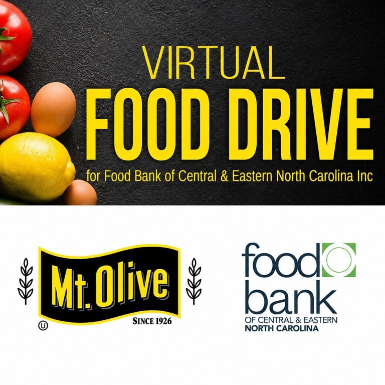Virtual food drive for Food Bank of Central & Eastern North Carolina, featuring Mt. Olive Pickles.