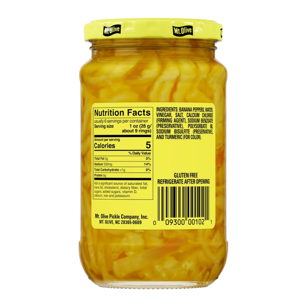Mild Banana Pepper Rings Ingredients & Nutrition