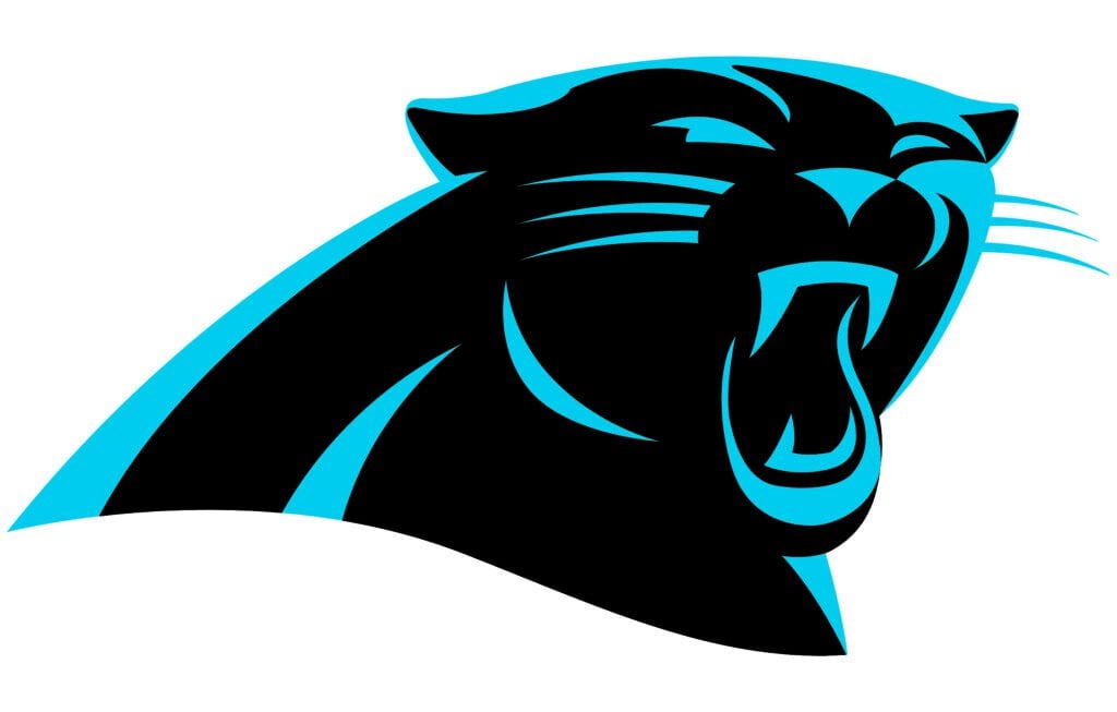 Carolina Panthers logo featuring a black panther head with blue accents.