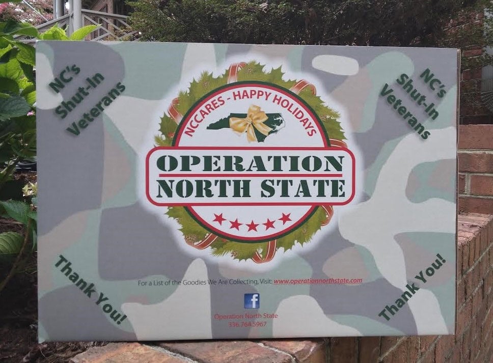 Community food drive for veterans and NC state employees during holidays.