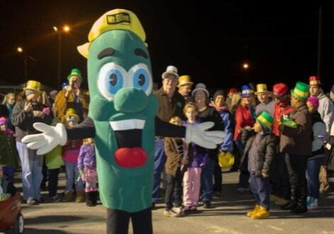 Ollie the Mt. Olive Pickle on New Years Eve